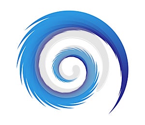 Abstract blue spiral, swirl, twirl and whirl elements. Cochlear, helix, vortex icon