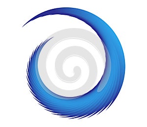 Abstract blue spiral, swirl, twirl and whirl elements. Cochlear, helix, vortex icon