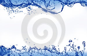 Abstract blue splashing water as picture frame photo