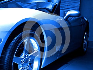Abstract blue Sportscar. photo