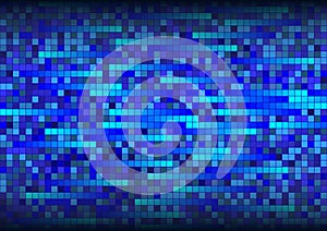 Abstract blue square pixel mosaic background; Computer Background
