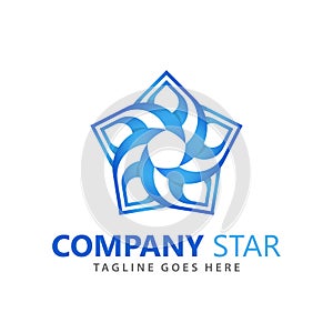 Abstract Blue Star Company Logos Design Vector Illustration Template