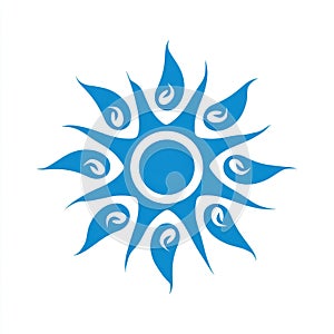 Abstract Blue Sunburst Design on White Background