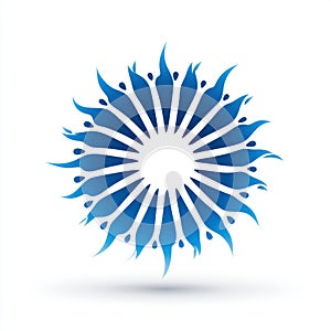 Abstract Blue Sunburst Design on White Background