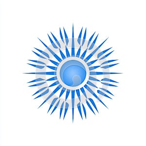 Abstract Blue Sunburst on White Background Geometric Design