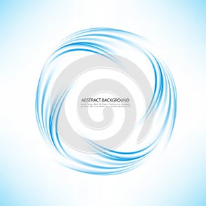 Abstract blue swirl circle on transparent background. Vector illustration for you modern design. Round frame or banner