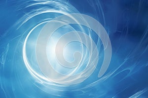 Abstract blue swirl with radiant light center