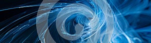 Abstract Blue Swirling Light Vortex, Digital Art, Dark Background
