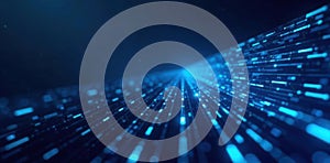 Abstract blue tech line, spinning data, internet background, communication, stream