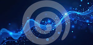 Abstract blue tech line, spinning data, internet background, rotating, wave