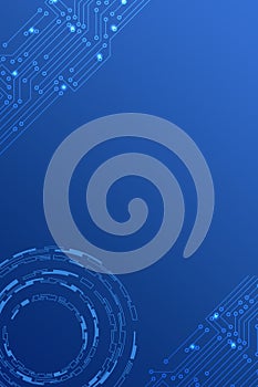 Abstract blue technology background with circuit board patterns and glowing elements for tech presentations web design and digital