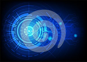 Abstract blue technology background.Vector circle and electricity line with blue electronic cycle.