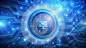 Abstract blue technology concept background. abstract background featuring software. Digital technology, data exchange