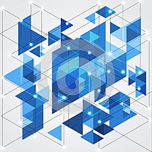 Abstract blue technology geometric background, vector illustration