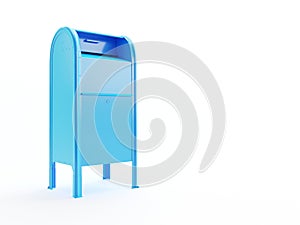 An abstract blue trash can