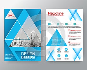 Abstract blue triangle Brochure annual report cover Flyer Poster design Layout template