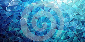 Abstract blue triangular mosaic background texture for design projects. Generative AI