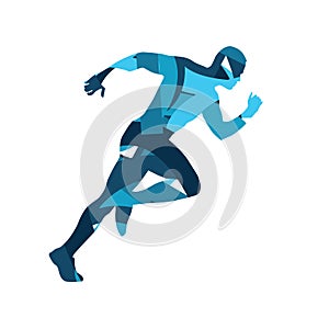 Abstract blue vector runner. Running man