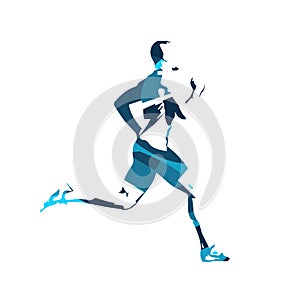 Abstract blue vector runner. Running man