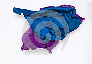 Abstract blue and violet fabric in motion