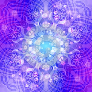 Abstract blue-violet round pattern with lights