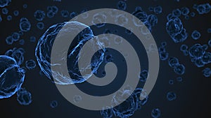 Abstract blue virus cells under microscope