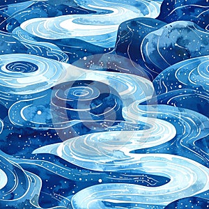 Abstract Blue Water Flow Pattern