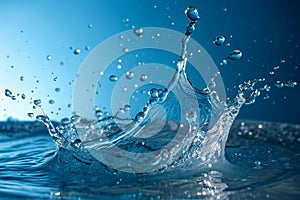 Abstract blue water splash on background