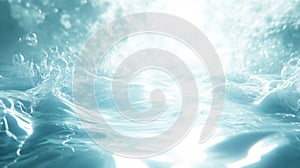 Abstract Blue Water Surface with Bubbles and Light