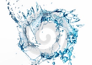 Abstract blue water swirling on white background