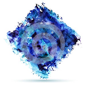 Abstract blue watercolor background. Wet