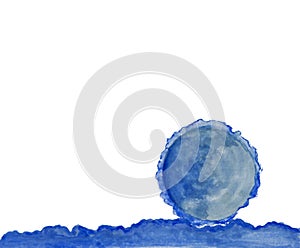 Abstract blue watercolor circle and horizontal painted.Background or concept image.