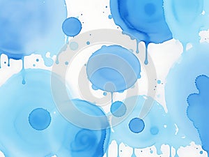 Abstract Blue Watercolor Circles: A Serene Dripping Design