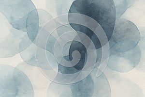 Abstract blue watercolor circles on white background concept of modern design, artistic expression, creative pattern, background