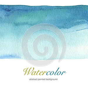 Abstract blue watercolor hand painted background.