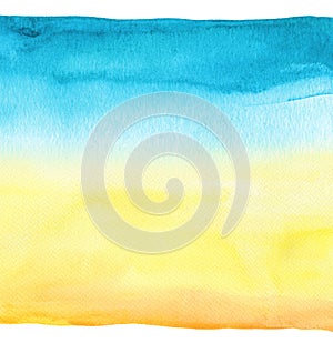 Abstract blue watercolor hand painted background. Textured paper