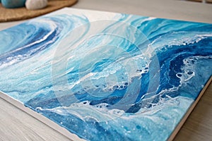 Abstract blue watercolor painting photo
