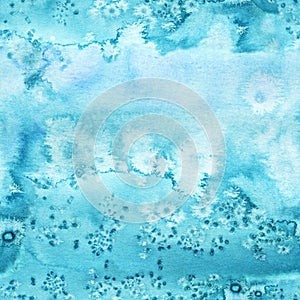 Abstract blue watercolor seamless pattern