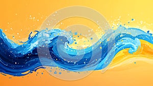 Abstract Blue Wave Art