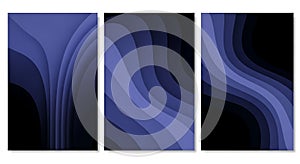 Abstract Blue Wave Backgrounds Set