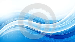 Abstract Blue Waves and Digital Grid Background