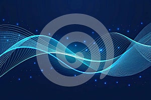 Abstract blue wave digital background, glowing lines, website header