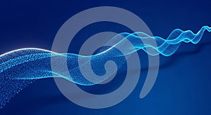 Abstract Blue Wave Dots Particle Flow Dynamic Background Tech Visualization 3D Render