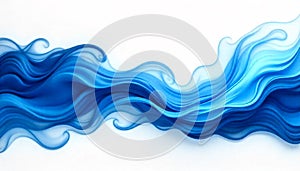 Abstract blue wave flowing design on white background