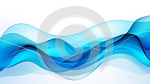 Abstract blue wave illustration on white background. Generative ai