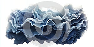 Abstract Blue Wave Layers Fluid Organic Swirling Design 3D Render