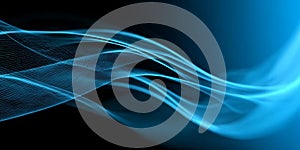 Abstract Blue Wave Lines Creating a Dynamic Flow on a Dark Background for Modern Technology Design