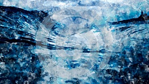 Abstract blue wave ocean watercolor background. Artistic painted background for design, wallpaper, texture. Modern art.