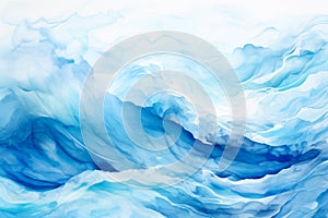 Abstract Blue Wave Painting