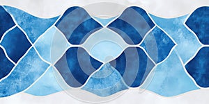 Abstract blue wave pattern decorative tile design